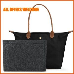 Large Foldable Nylon Tote Bag with Organizer Insert, Waterproof Travel Bag